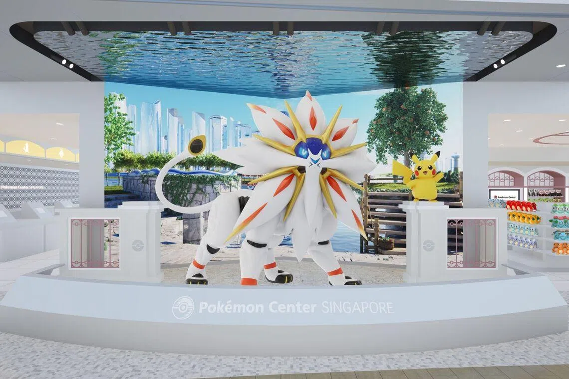 The revamped Pokemon store will feature a model of Solgaleo and Pikachu at the facade of its store.