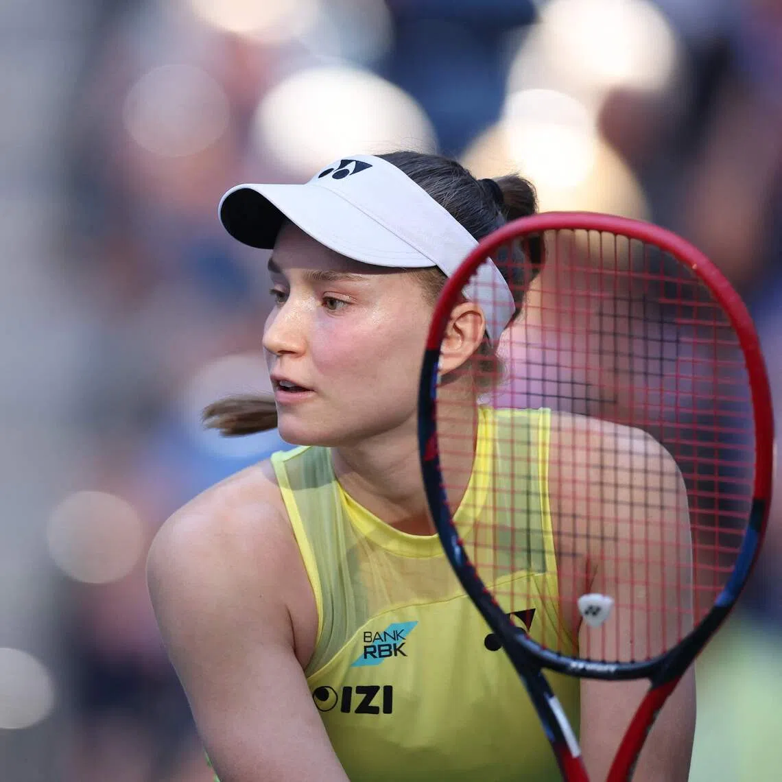 Kazakhstan’s Elena Rybakina returns a shot against Japan’s Naomi Osaka during their Women’s Singles fourth round match at the 2026 US Open on Sept 7.