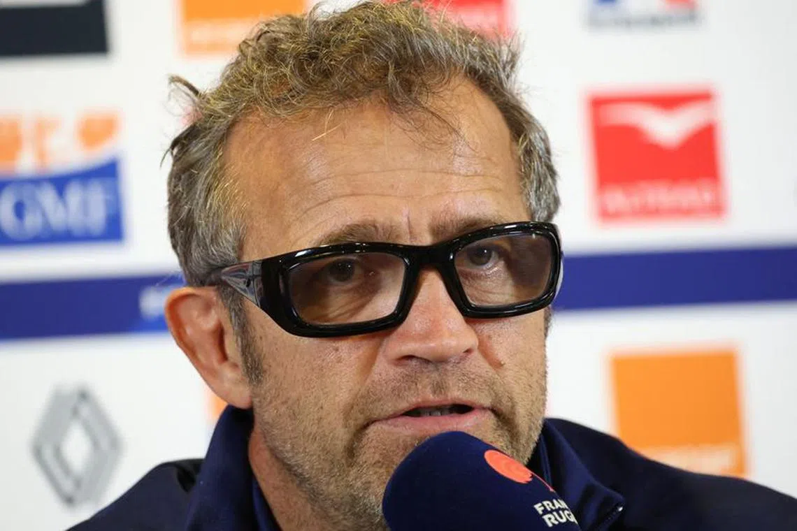 Rugby Union - France Press Conference - ClubHouse du PUC, Paris, France - November 8, 2023 France head coach Fabien Galthie during the press conference REUTERS/Claudia Greco