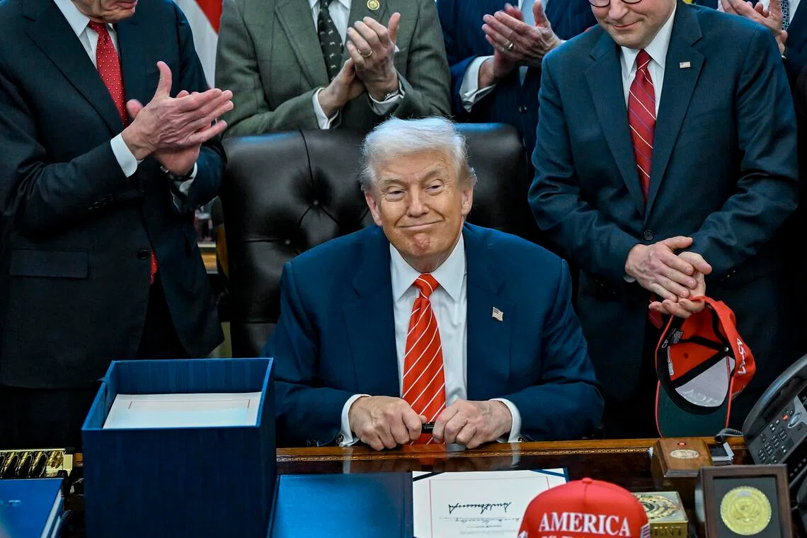 US President Donald Trump after signing a spending Bill at the White House on Feb 3.
