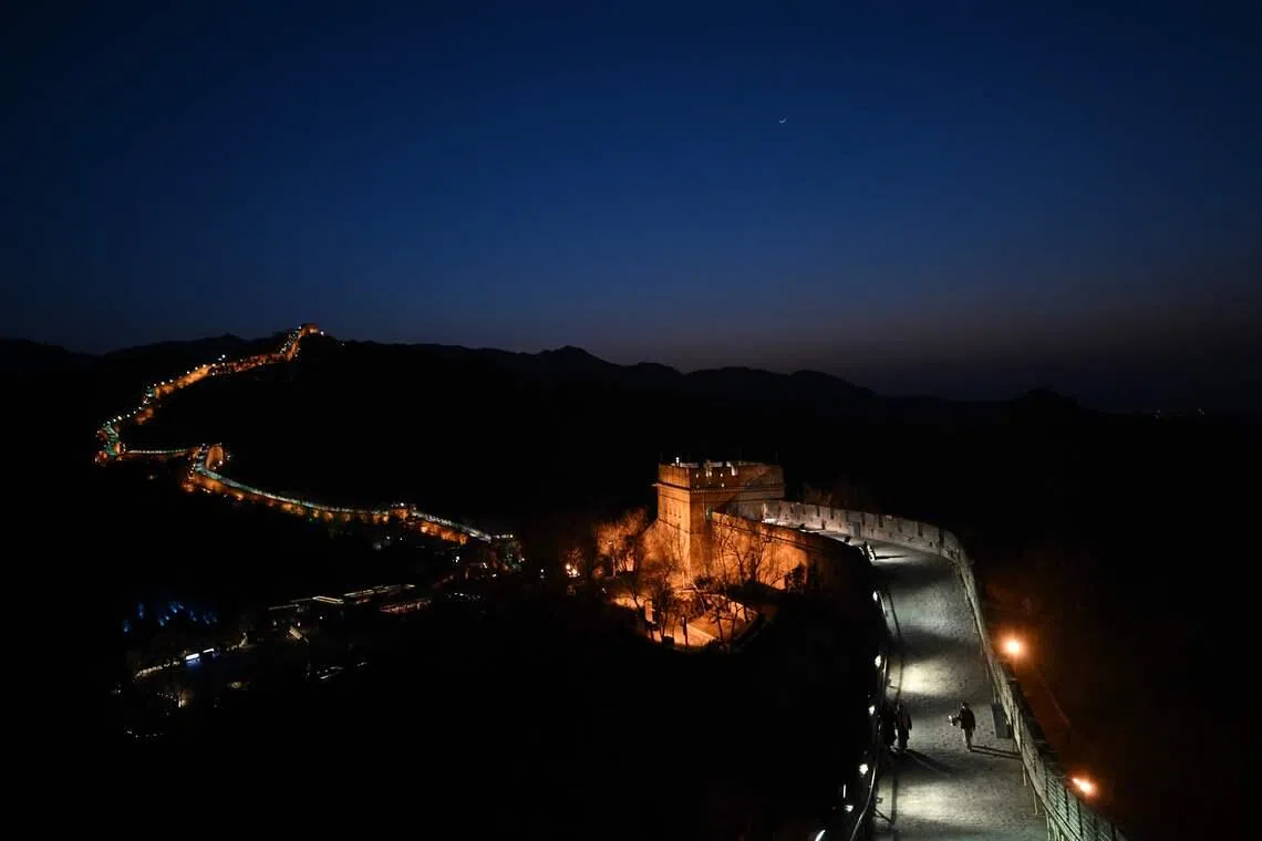 People visiting the Great Wall in Beijing on the third day of the Lunar New Year, in Beijing on Feb 19, 2026.