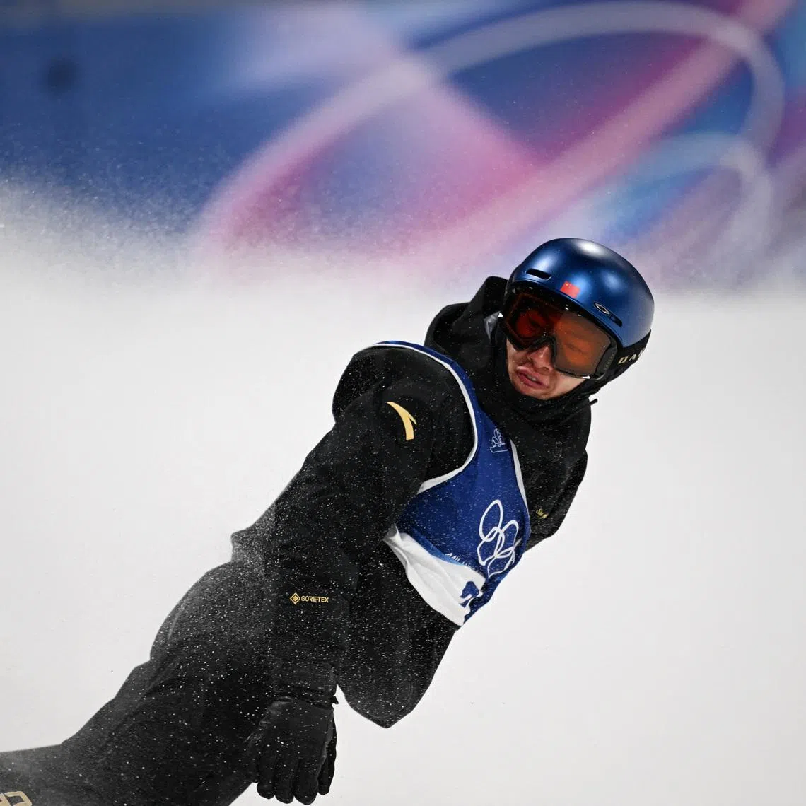 Milano Cortina 2026 Olympics - Snowboard - Men's Snowboard Big Air Qualification - Livigno Snow Park, Livigno, Italy - February 05, 2026.  Yiming Su of China reacts during his second run REUTERS/Dylan Martinez