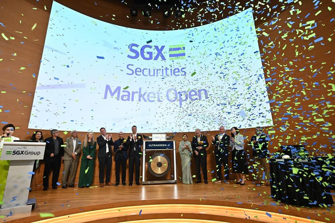 UltraGreen.ai celebrating its listing on the Singapore Exchange on Dec 3. Singapore recorded its strongest IPO performance in six years, raising over $2 billion in 2025.

