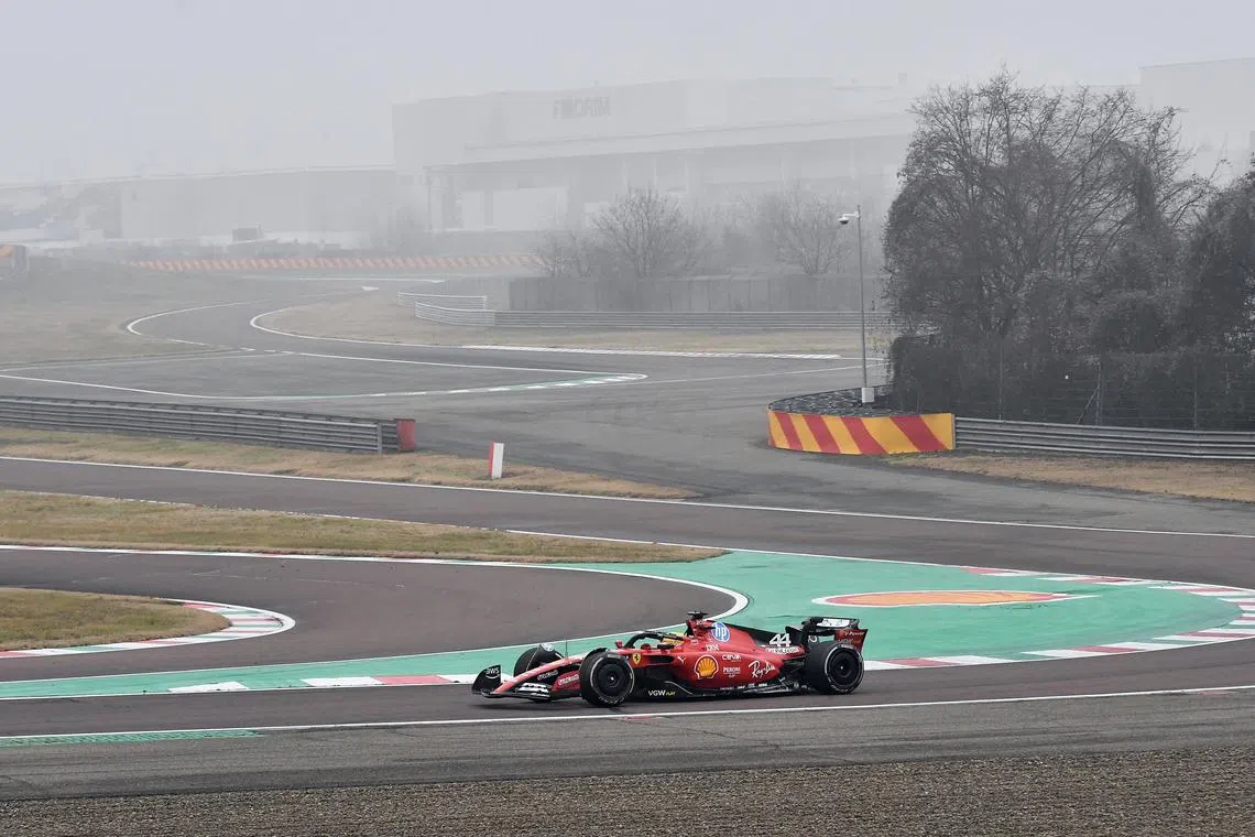 FILE PHOTO: Formula One F1 - Lewis Hamilton drives a Ferrari F1 car around the Fiorano circuit as part of the TPC tests - Fiorano Circuit, Fiorano Modenese near Maranello, Italy - January 22, 2025 Ferrari's Lewis Hamilton during testing REUTERS/Jennifer Lorenzini/File Photo