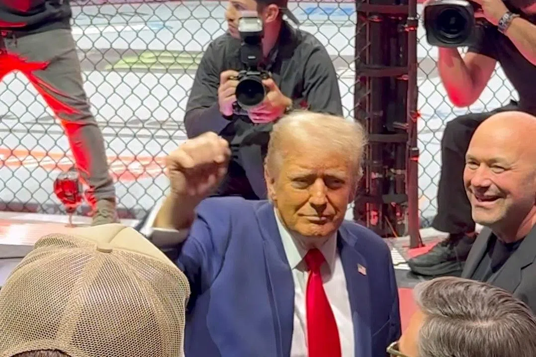 US President Donald Trump arrives to attend an Ultimate Fighting Championship at Madison Square Garden in November 2024.
