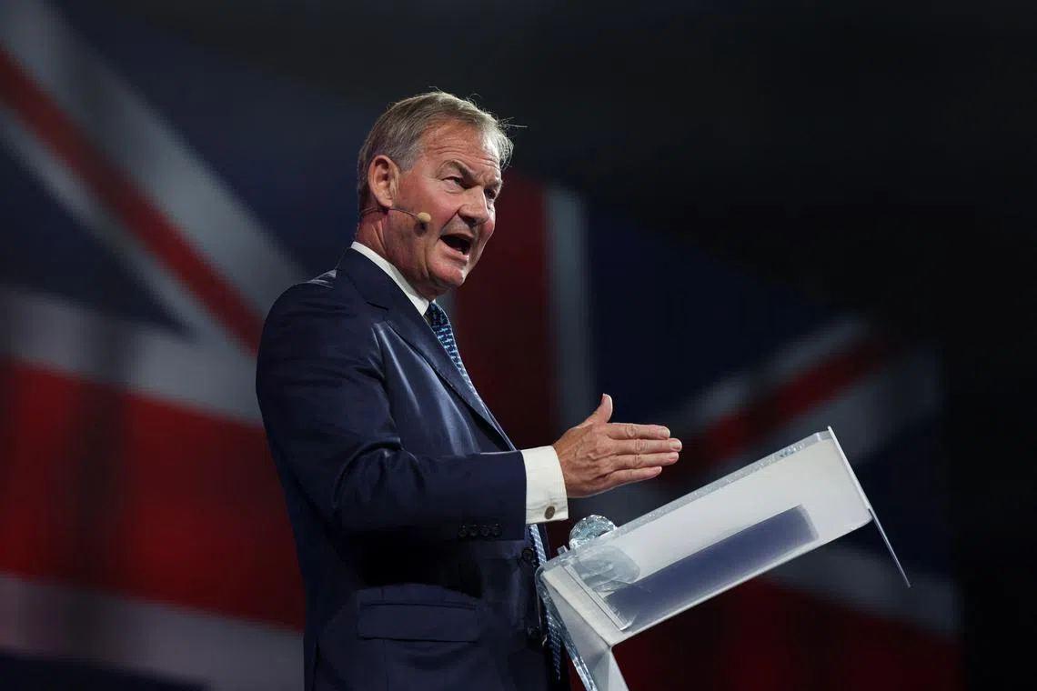 Rupert Lowe speaks during Britain's Reform UK party's national conference in Birmingham, Britain, September 20, 2024. REUTERS/Hollie Adams/File Photo