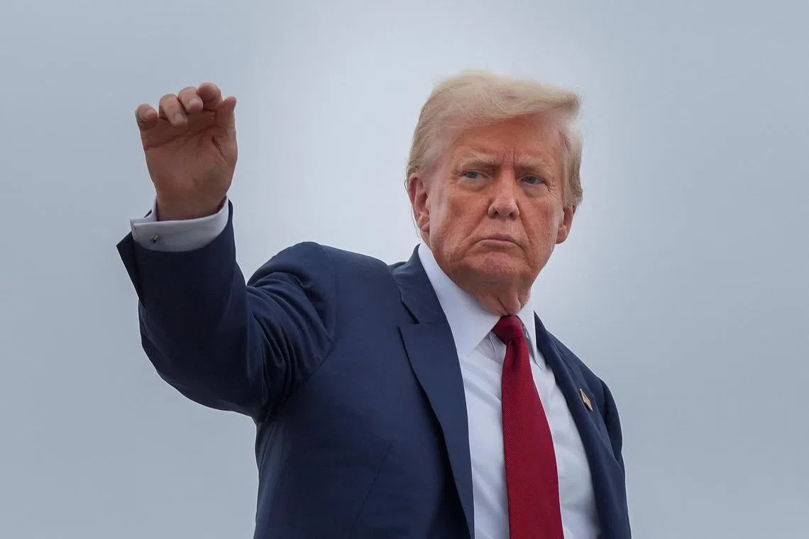 US President Donald Trump boarding Air Force One on his way to New Jersey on Aug 1. 