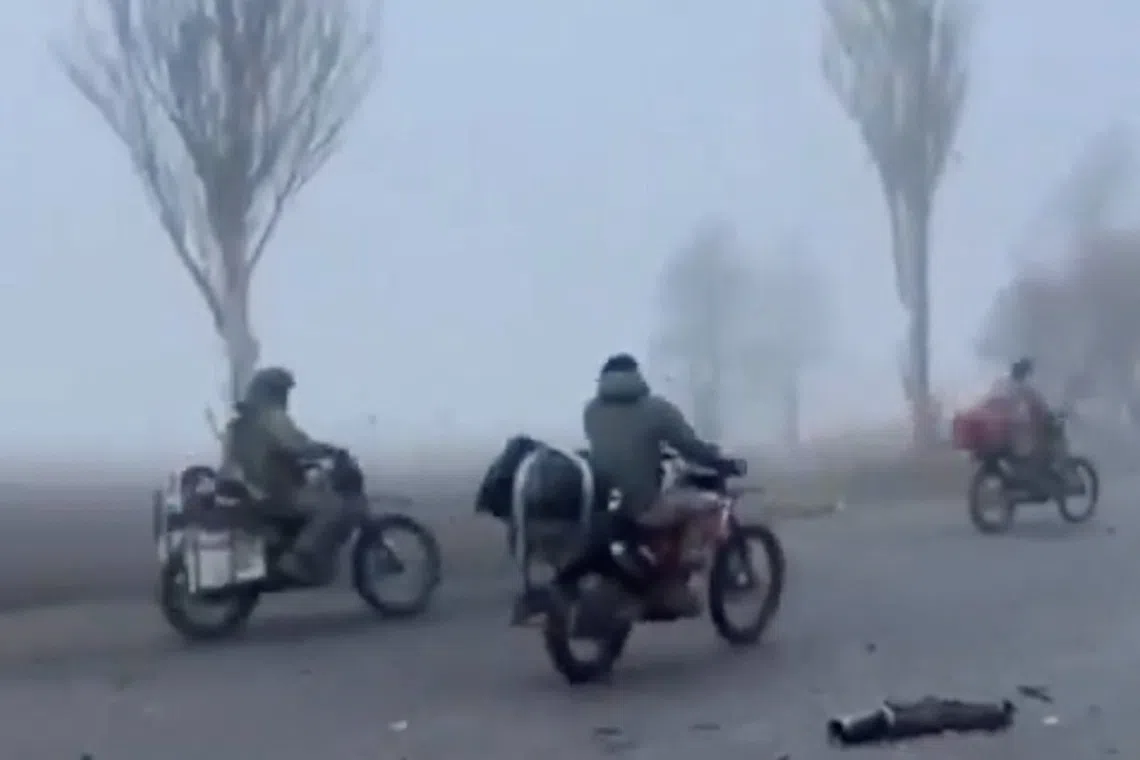 Russian war bloggers published a video on Nov 11 showing what they said were Russian forces entering Pokrovsk along a road enveloped in fog.