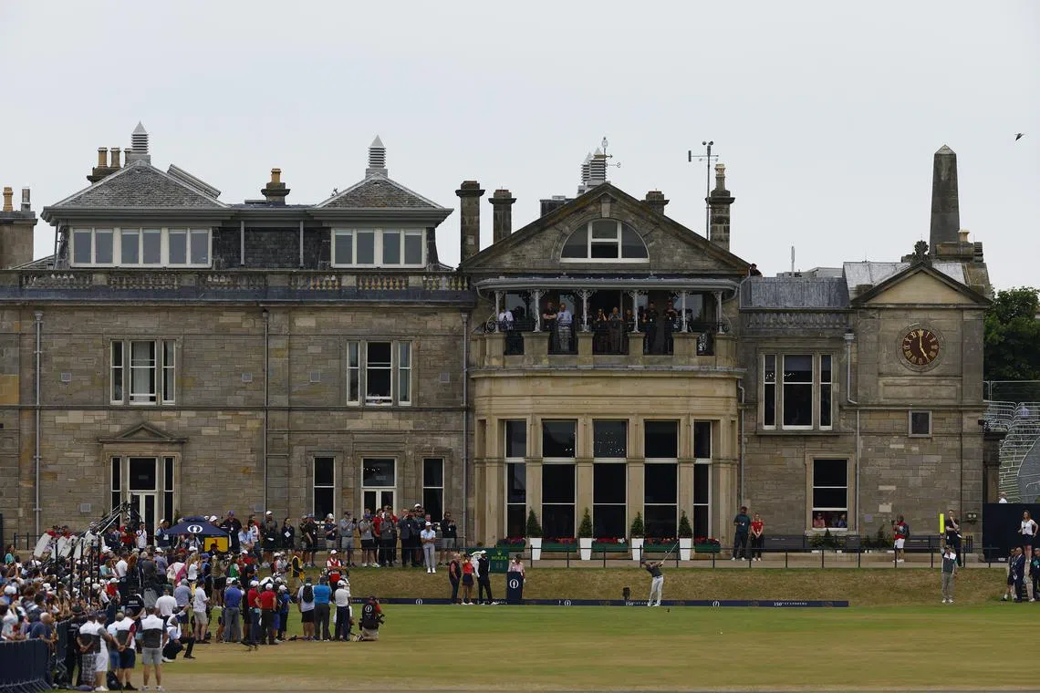 Golf - 150th Open Championship - St Andrews, Scotland, Britain - July 11, 2022 General view of Northern Ireland's Rory McIlroy of Team Woods teeing off at the 1st during the Celebration of Champions four hole tournament REUTERS/Andrew Boyers