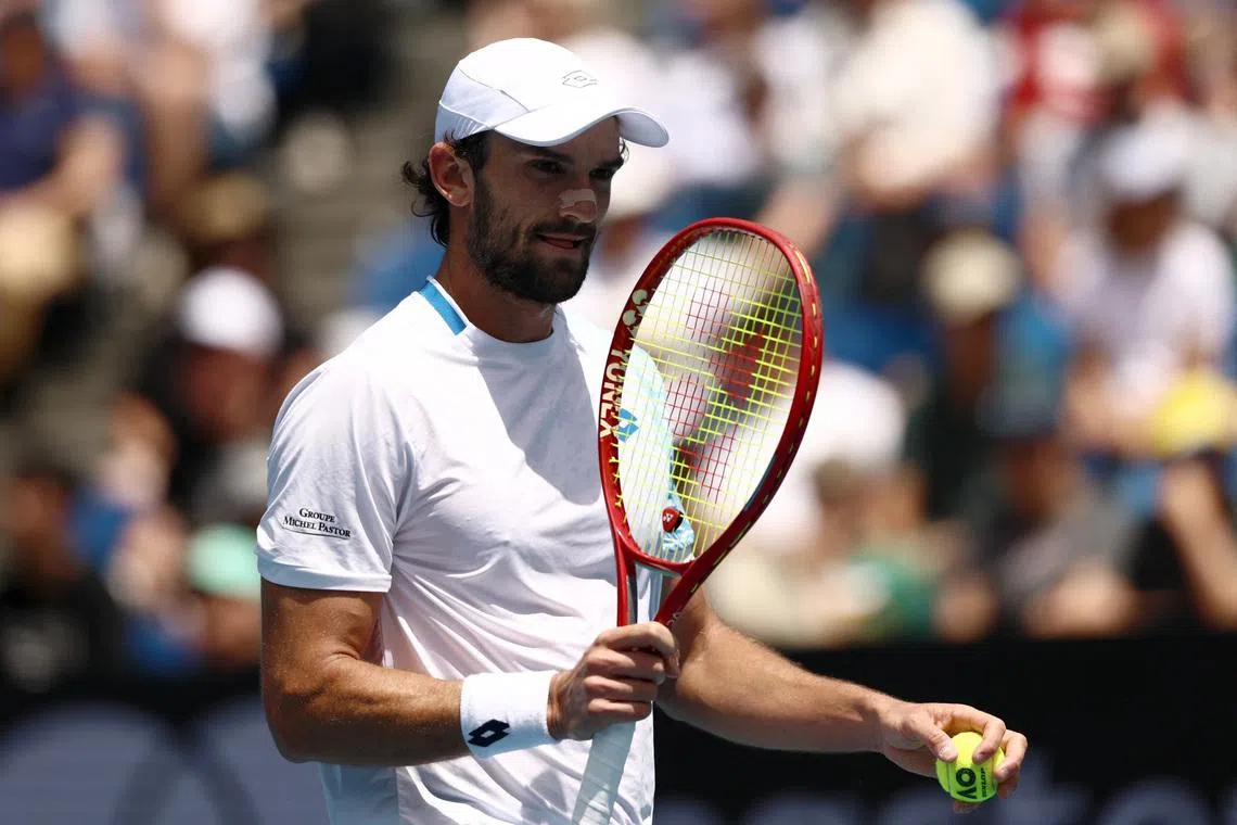 Tennis - Australian Open - Melbourne Park, Melbourne, Australia - January 22, 2026 Monaco's Valentin Vacherot during his second round match against Australia's Rinky Hijikata REUTERS/Tingshu Wang
