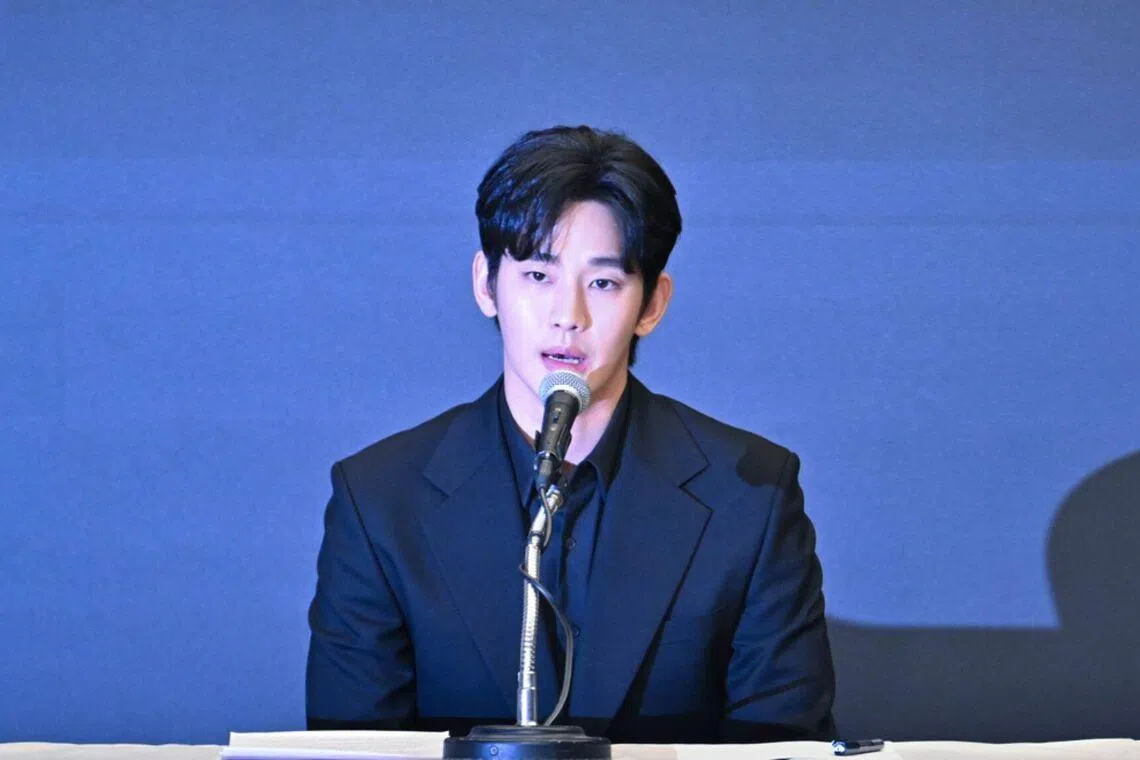 Kim Soo-hyun speaks at a press conference on March 31, 2025. 