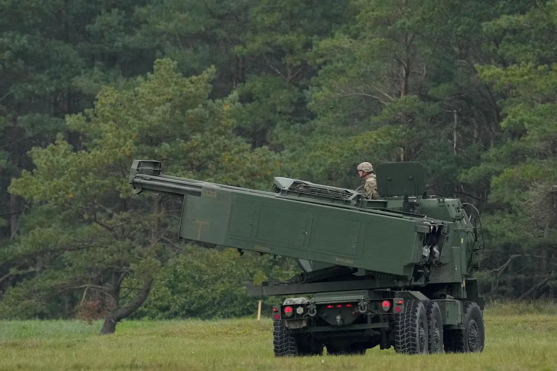FILE PHOTO: A M142 High Mobility Artillery Rocket System (HIMARS) takes part in a military exercise near Liepaja, Latvia September 26, 2022. REUTERS/Ints Kalnins/File Photo