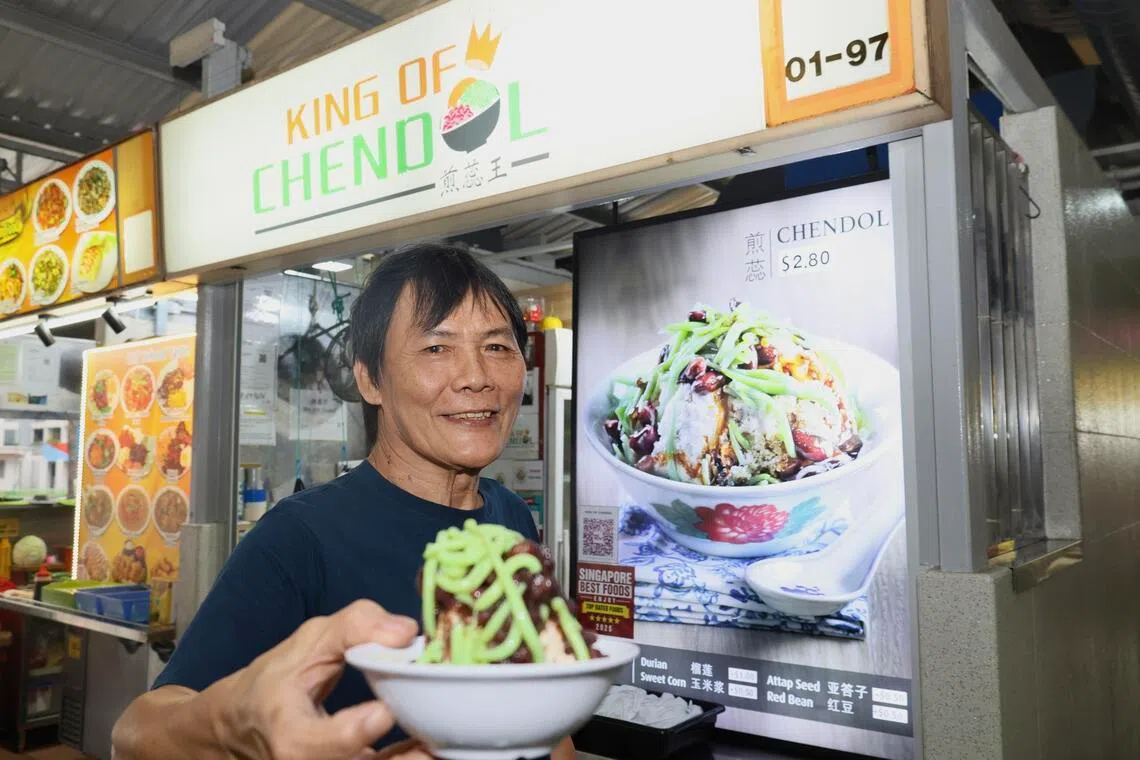King of Chendol stall owner Yap Soon Kee serves up traditional chendol.