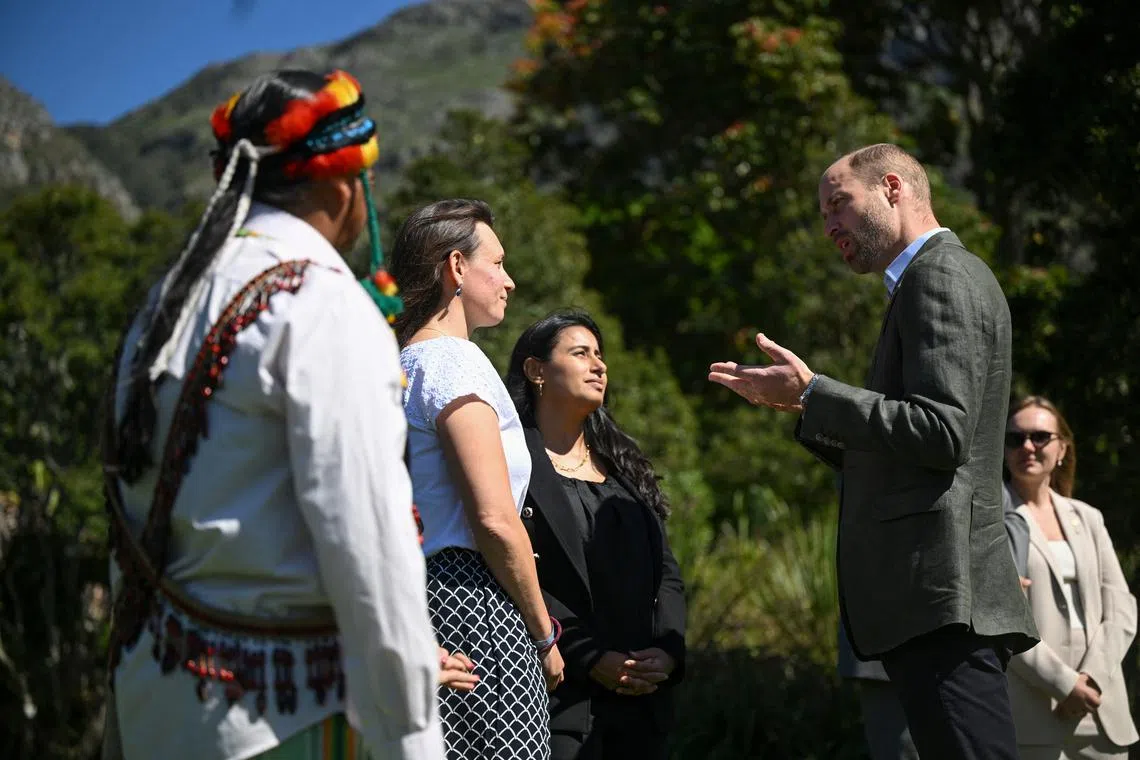 Britain's Prince William meets the 2024 Earthshot Prize Finalists at the Kirstenbosch Gardens, in Cape Town, South Africa, November 6, 2024. Victoria Jones/Pool via REUTERS