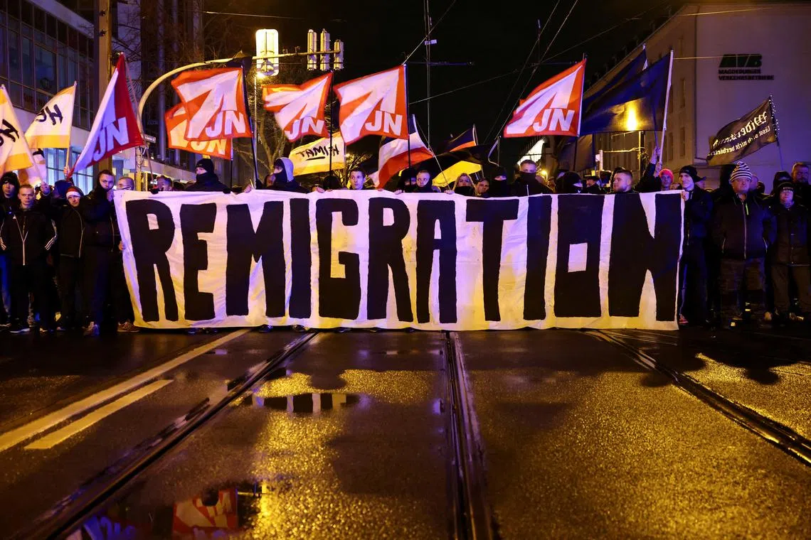 Far-right demonstrators, Magdeburg, December 21, 2024. REUTERS/Christian Mang