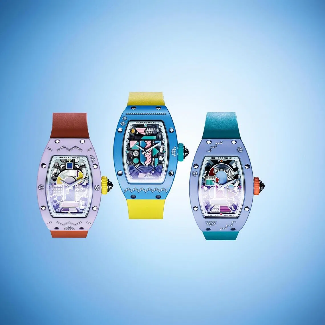 The three new RM07-01 models combine matte ceramic cases with gem-set bezels