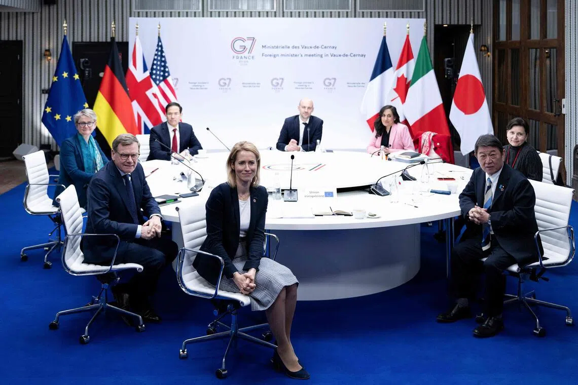 G-7 foreign ministers meeting on March 27  in Cernay-la-Ville, outside Paris, France.