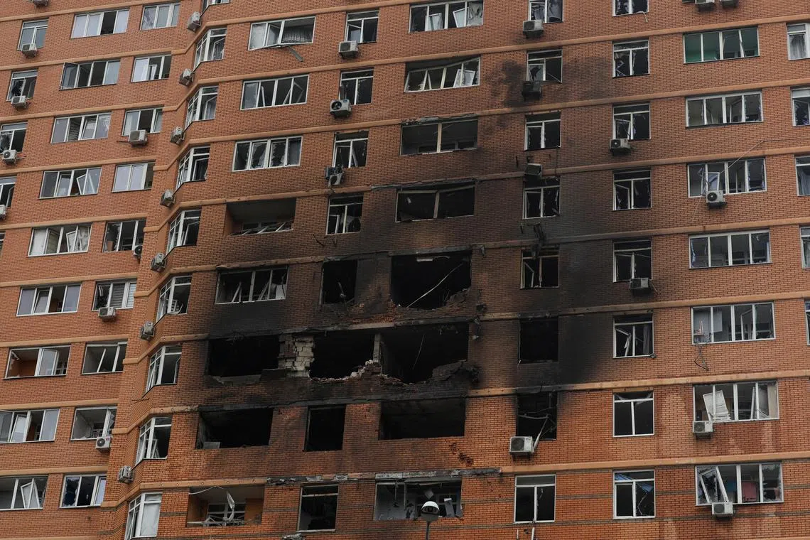 An apartment building hit by a Russian drone strike, in Odesa, Ukraine, on June 28.