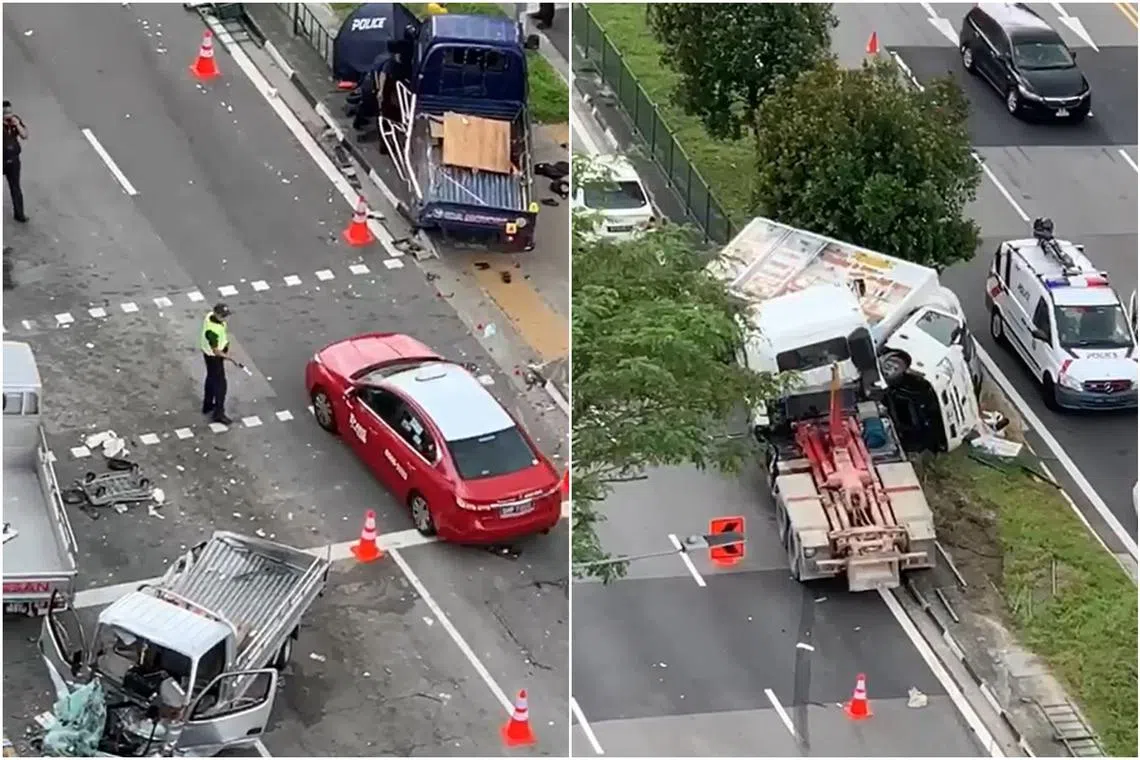 SCDF and police said they were alerted to the seven-vehicle pile-up at the junction of Woodlands Road and Mandai Estate on Dec 16. 