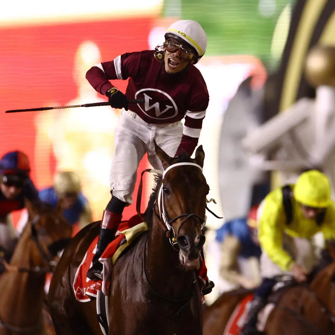 Horse racing - Dubai World Cup - Meydan Racecourse, Dubai, United Arab Emirates - March 28, 2026 Magnitude ridden by Jose Ortiz in action during the Dubai World Cup REUTERS/Amr Alfiky