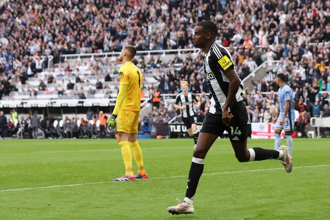 Alexander Isak celebrates scoring the second goal for Newcastle United during their 2-1 win against Tottenham Hotspur.