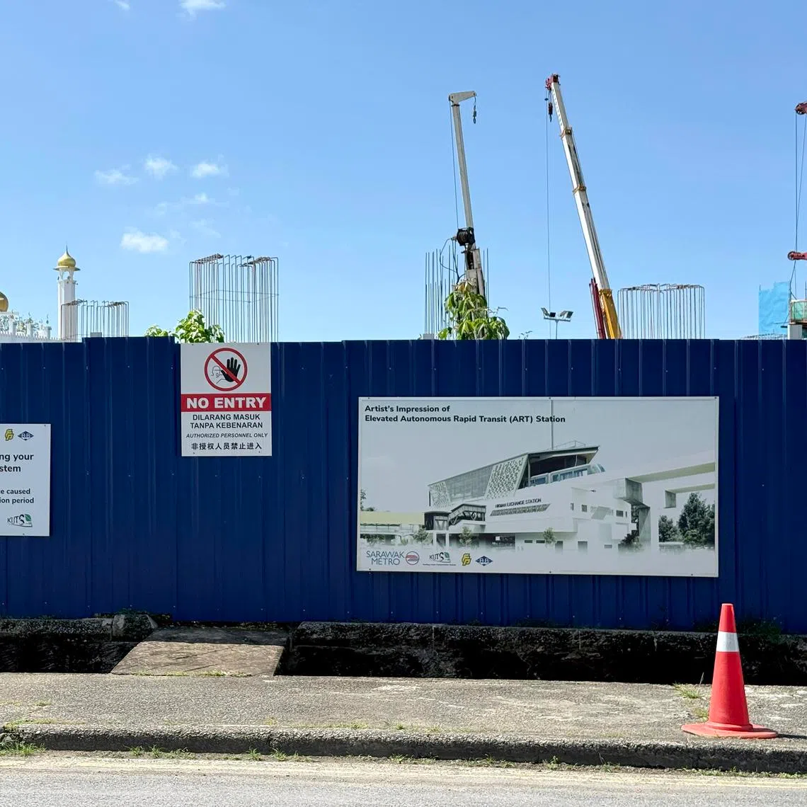 Construction of the Hikmah Exhance Autonomous Rapid Transit (ART) station in Kuching. Sarawak is betting heavily on ART to solve its traffic woes.