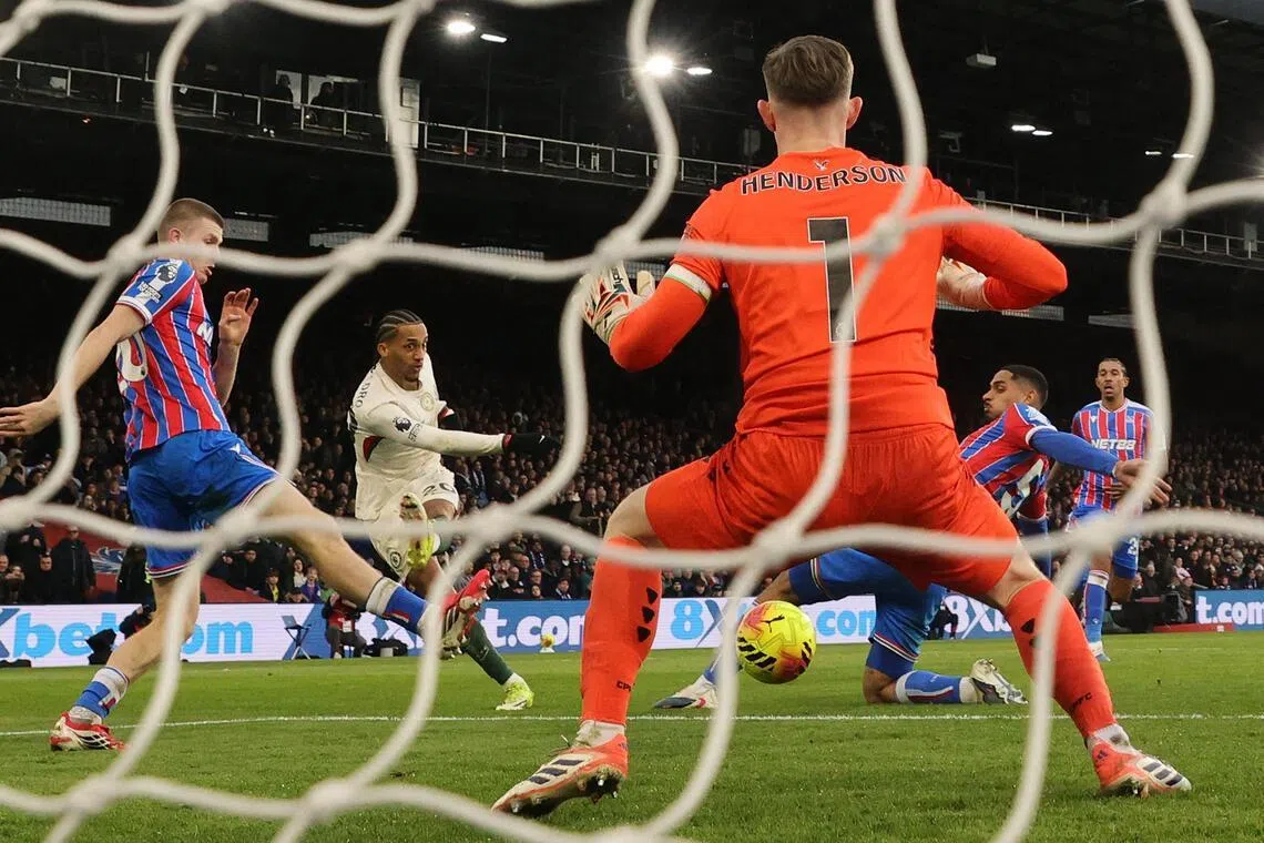 Brazilian striker Joao Pedro scoring Chelsea's second goal in their 3-1 English Premier League win over Crystal Palace at Selhurst Park on Jan 25, 2026. 