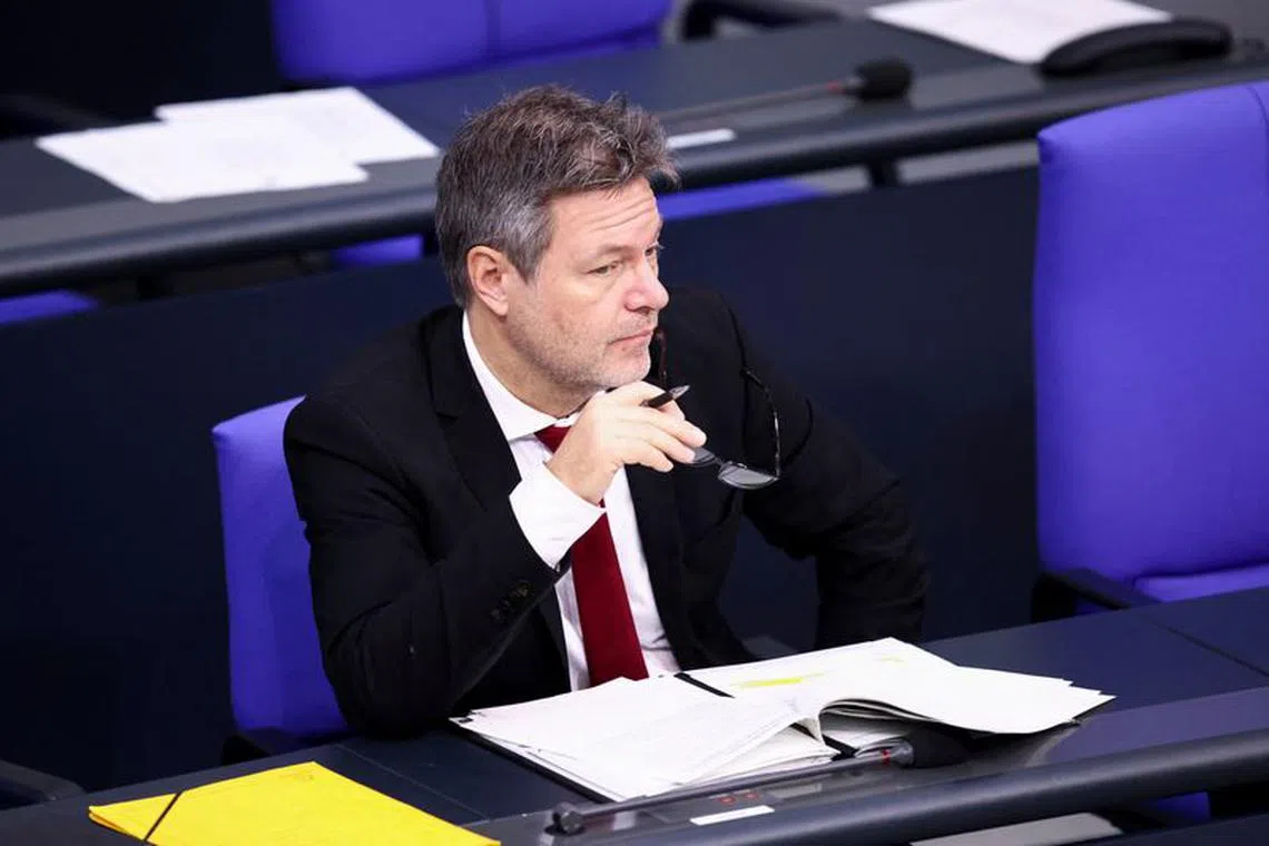 FILE PHOTO: German Economy and Climate Minister Robert Habeck attends a session of the German lower house of parliament Bundestag in Berlin, Germany, November 30, 2023. REUTERS/Liesa Johannssen/File Photo