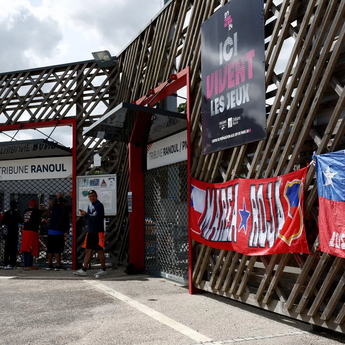Soccer Football - International Friendly - DR Congo v Chile - Stade de la Source, Orleans, France - June 9, 2026 Fan gather outside the stadium before the match is played behind closed doors REUTERS/Tom Nicholson
