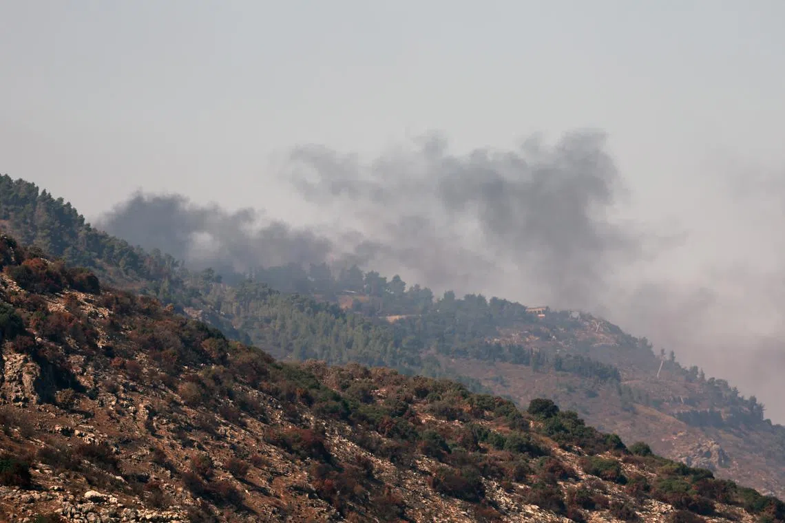 Smoke rising near Manara in northern Israel, close to the border with Lebanon, on Oct 10.