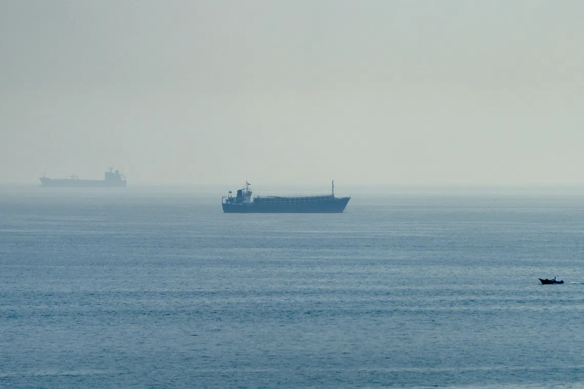 Vessels in the Strait of Hormuz, as seen from Musandam, Oman, July 31, 2026. REUTERS/Stringer