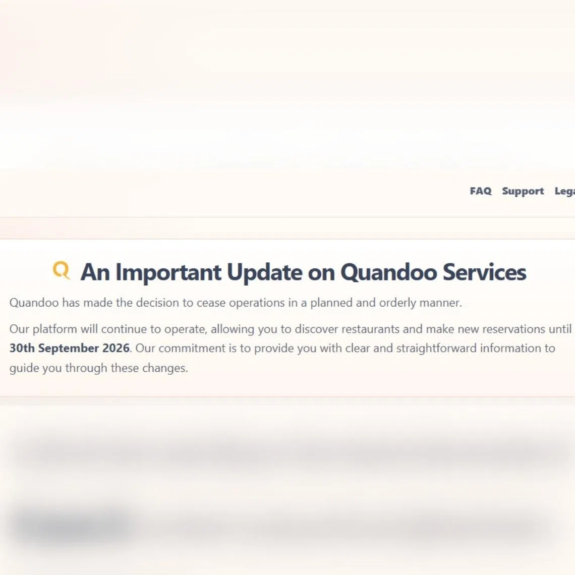 Quandoo said on March 24 that the closure was a "business decision" following a "strategic portfolio review".