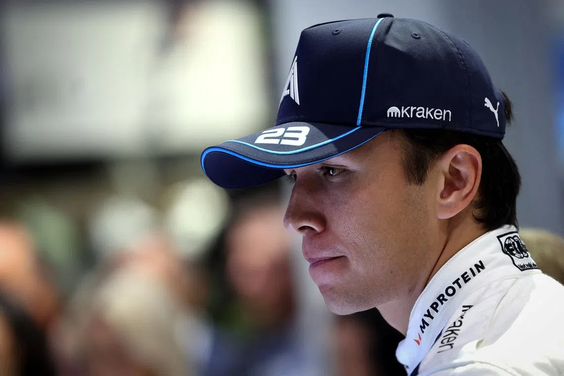 FILE PHOTO: Williams Racing Formula One F1 driver Alex Albon attends the Williams FW46 car unveiling and launch event ahead of the 2024 F1 season in New York City, New York, U.S., February 5, 2024. REUTERS/Mike Segar/File Photo