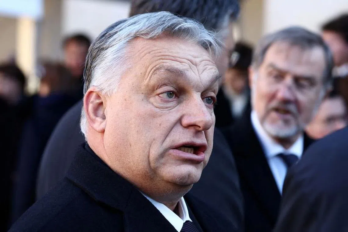 FILE PHOTO: Hungary's Prime Minister Viktor Orban arrives to attend a national tribute ceremony for late French politician and former European Commission President Jacques Delors in the courtyard of the Hotel des Invalides in Paris, France, January 5, 2024. REUTERS/Stephanie Lecocq/Pool/File Photo