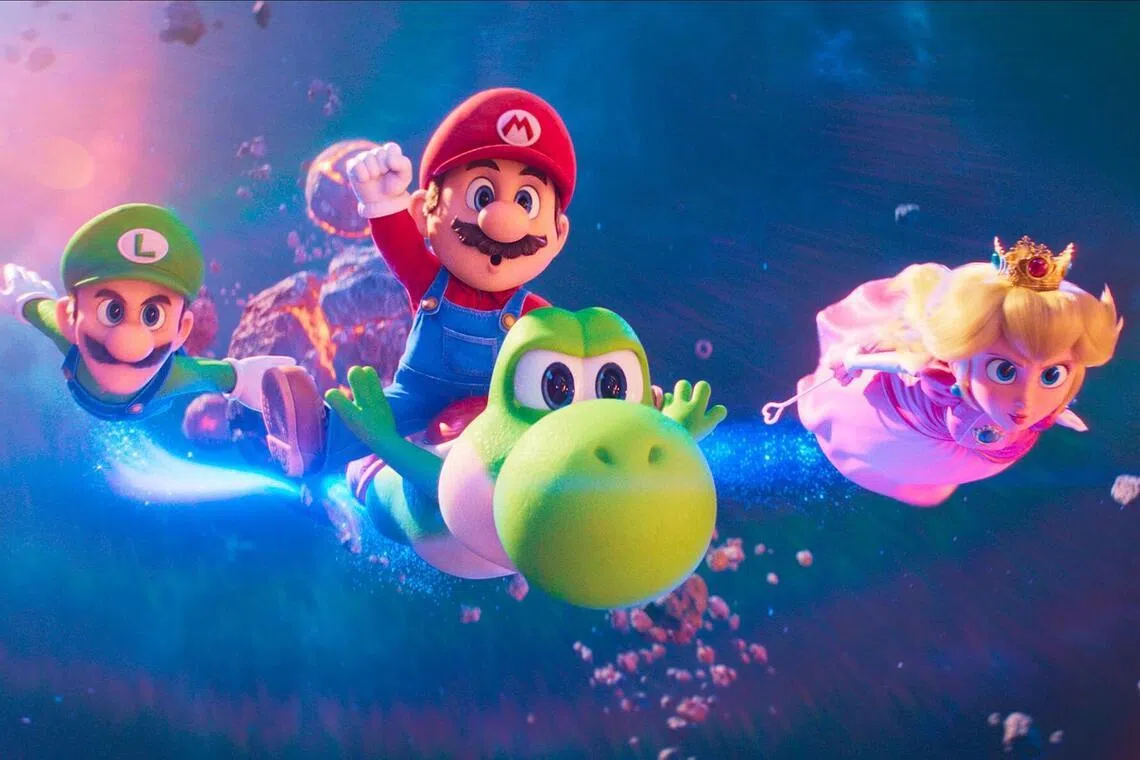From left: Luigi (voiced by Charlie Day), Mario (Chris Pratt), Yoshi (Donald Glover) and Princess Peach (Anya Taylor-Joy) in The Super Mario Galaxy Movie..
