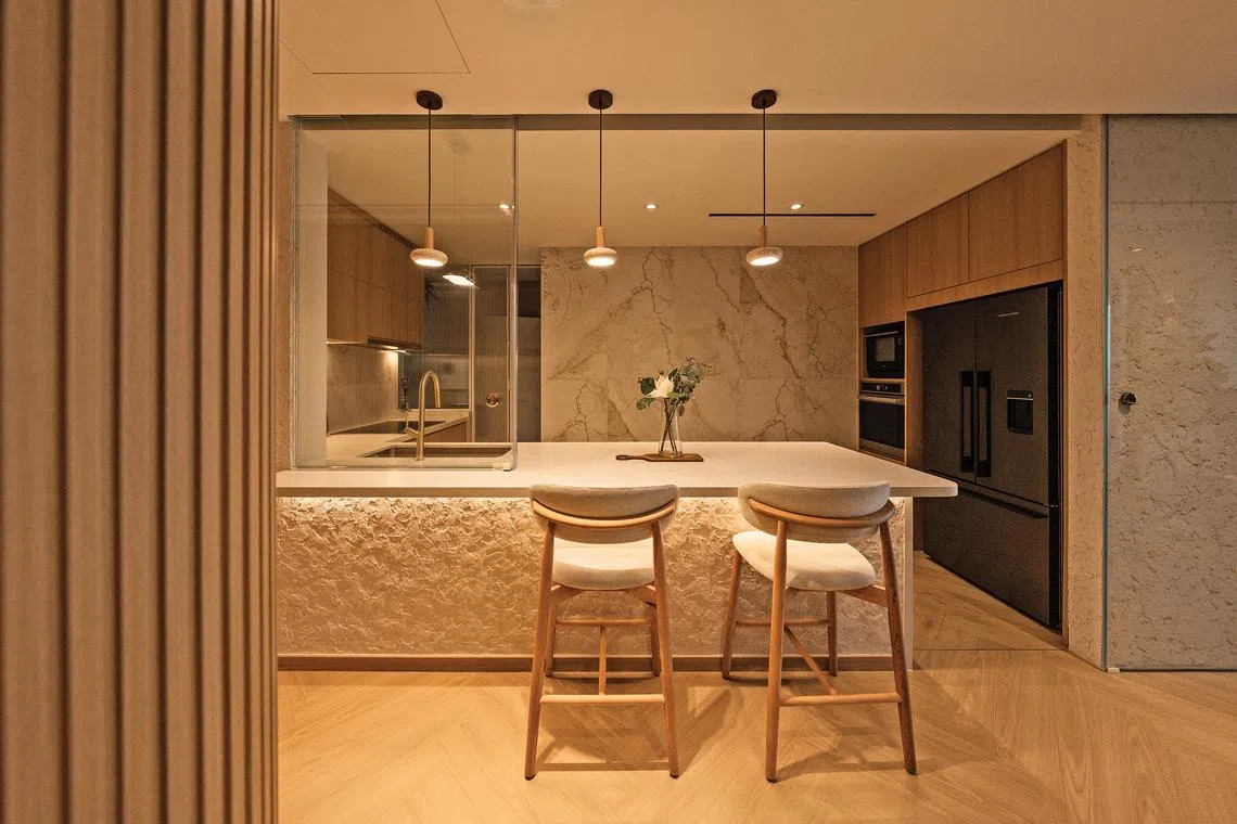 The wet kitchen is next to the foyer on the first level.
