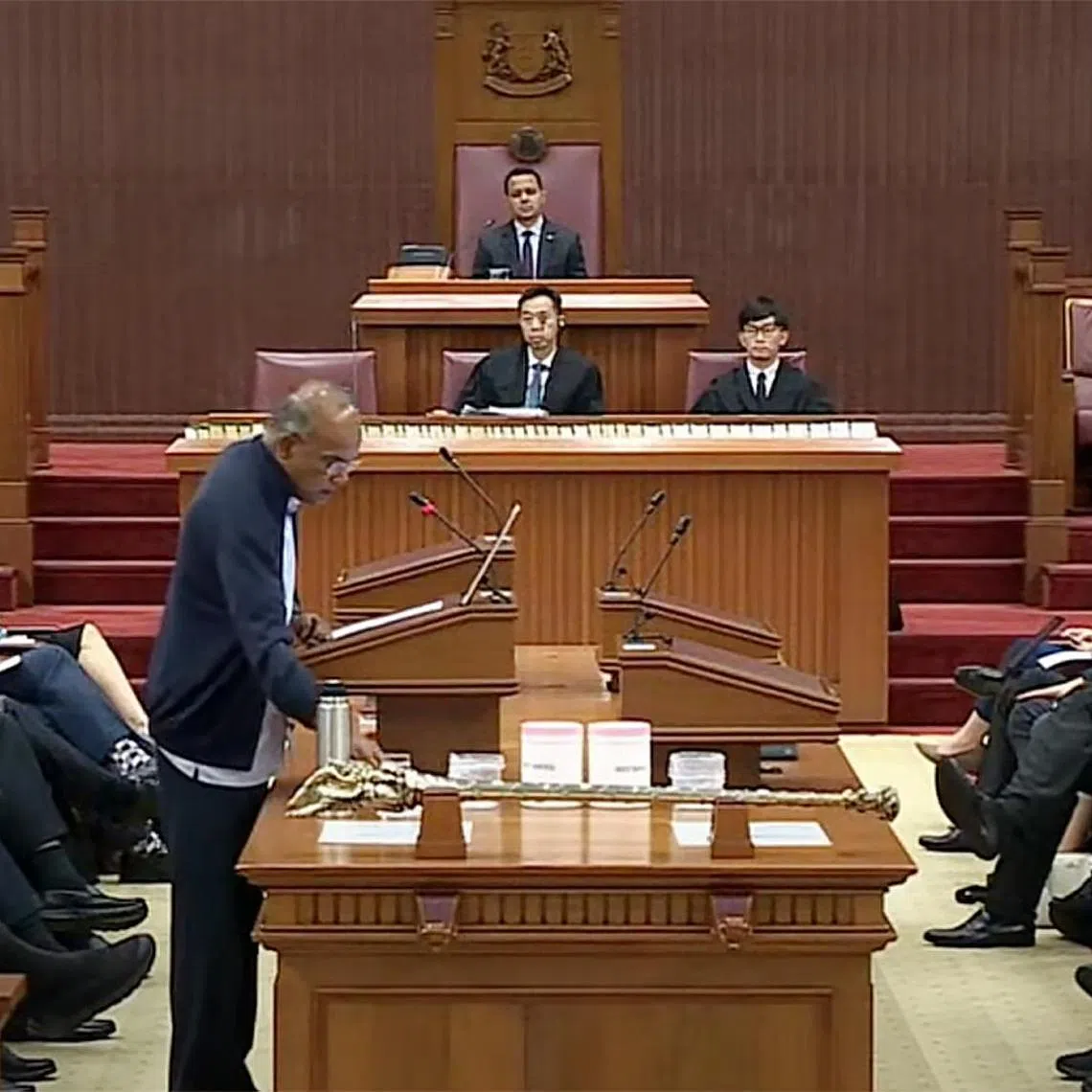 Law and Home Affairs Minister K. Shanmugam speaking during the parliamentary debate on July 3.