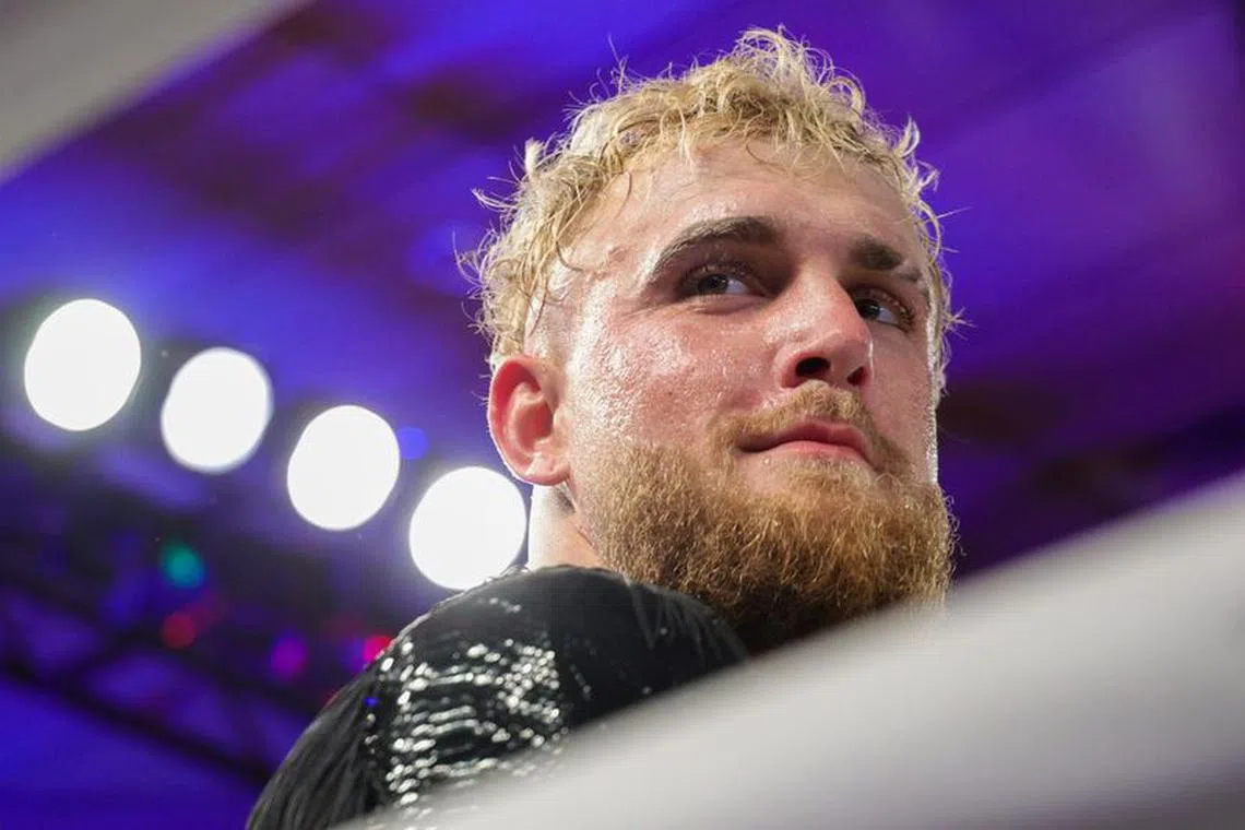 Dec 15, 2023; Orlando, Florida, USA;  Jake Paul gets ready to fight Andre August at the Caribe Royale Orlando. Mandatory Credit: Nathan Ray Seebeck-USA TODAY Sports/File photo