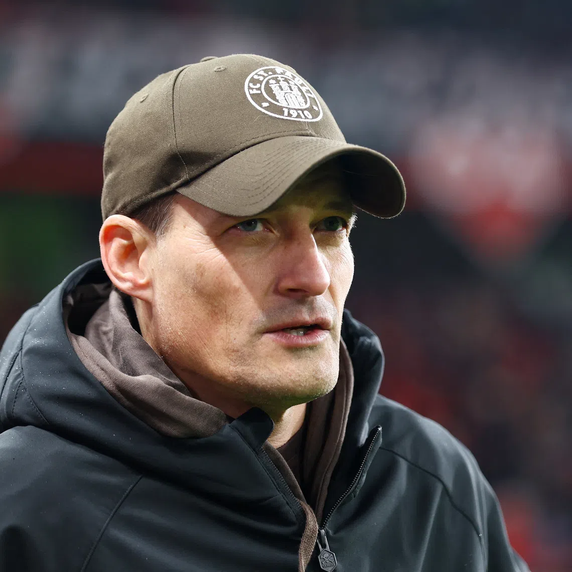 FILE PHOTO: Soccer Football - DFB Cup - Quarter Final - Bayer Leverkusen v St. Pauli - BayArena, Leverkusen, Germany - February 3, 2026 St. Pauli coach Alexander Blessin inside the stadium before the match REUTERS/Thilo Schmuelgen/File Photo