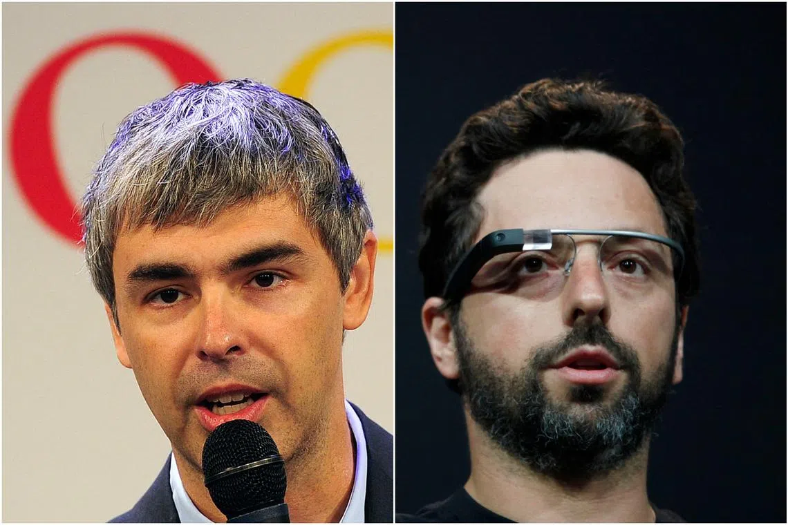 Mr Larry Page (left) and Mr Sergey Brin had reportedly reviewed Google’s AI product strategy.