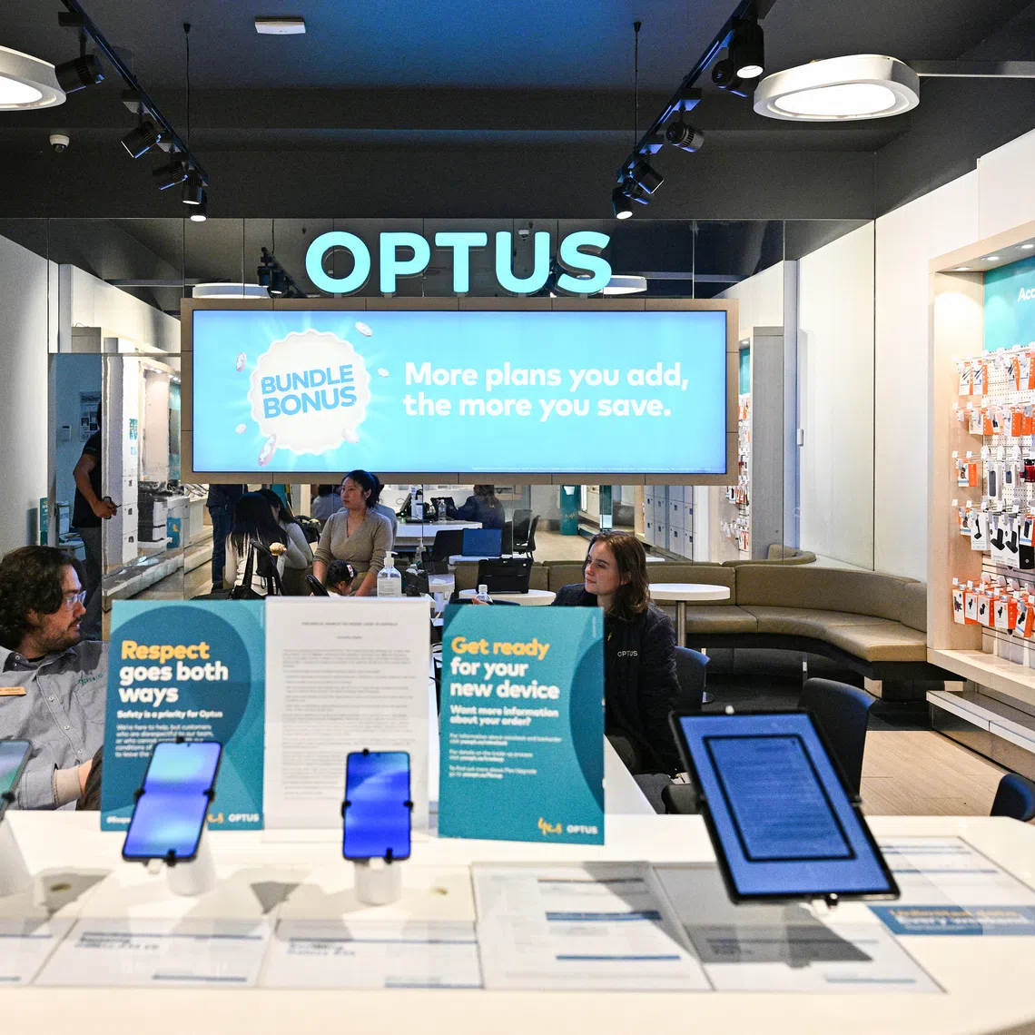 Optus shop in Canberra Centre in Canberra, Australia, on Oct 7, 2025. Optus, Australia’s second-largest telecommunications provider, has been owned by Singtel since 2001.