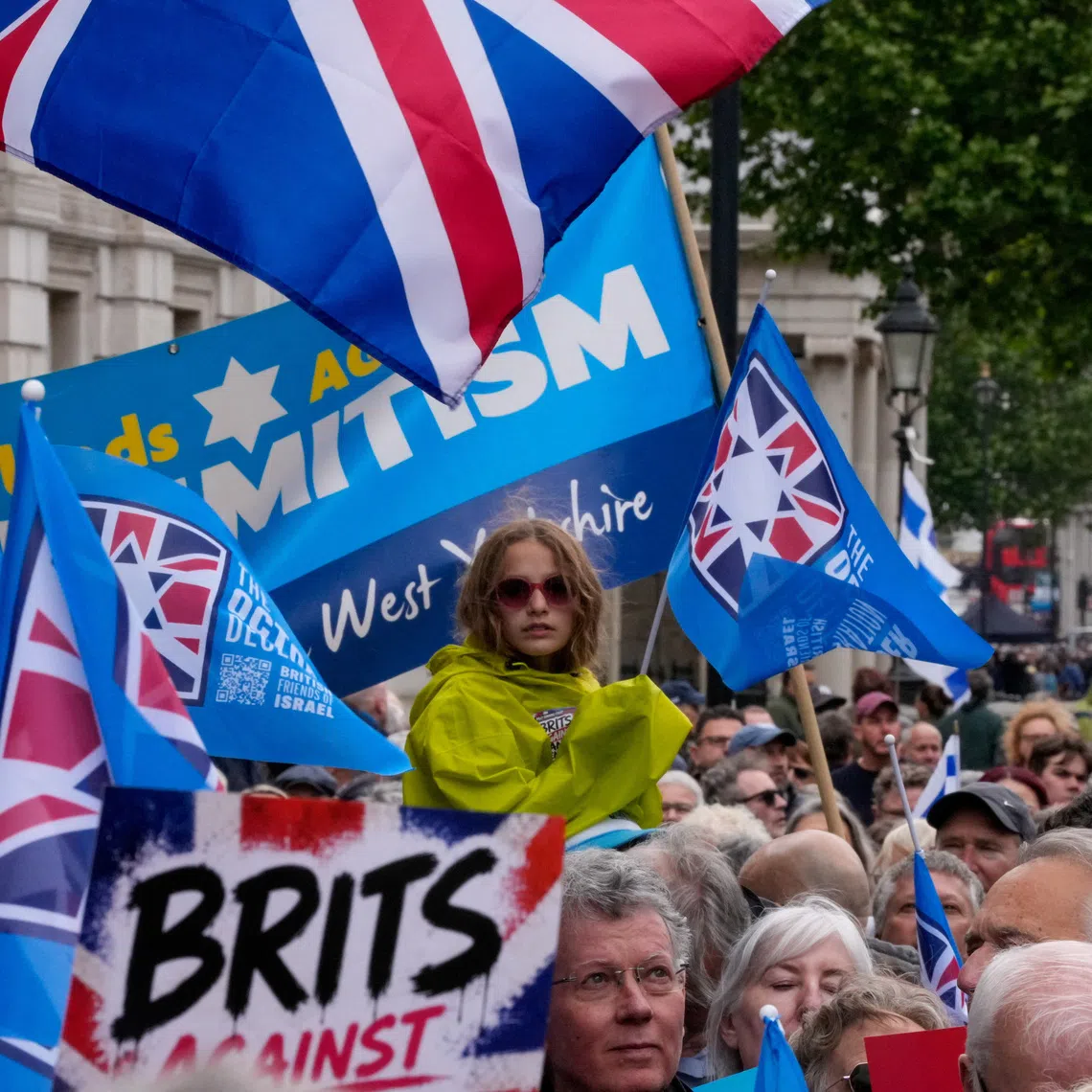 People attend a rally of Jewish community groups, including Campaign Against Antisemitism and Stop the Hate UK, calling for action to \"extinguish antisemitism\", outside Downing Street in London, Britain, May 10, 2026. REUTERS/Carlos Jasso