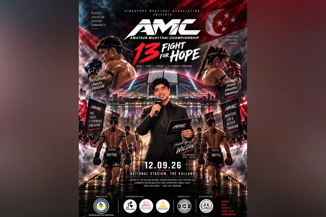 A muay thai fighter is in critical condition after a fight at the AMC 13 Fight for Hope event at the National Stadium on Sept 12.