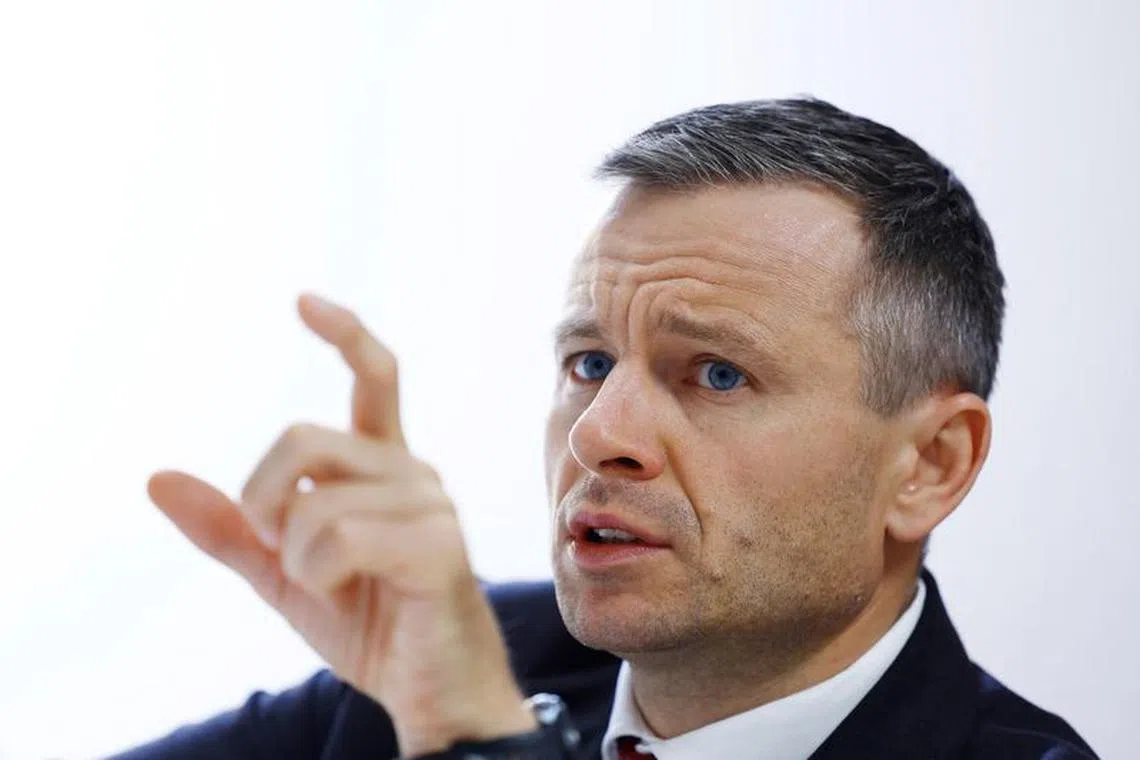 FILE PHOTO: Ukrainian Minister of Finance Serhiy Marchenko attends an interview with Reuters during the annual meeting of the International Monetary Fund and the World Bank, following last month's deadly earthquake, in Marrakech, Morocco, October 14, 2023. REUTERS/Susana Vera/File Photo