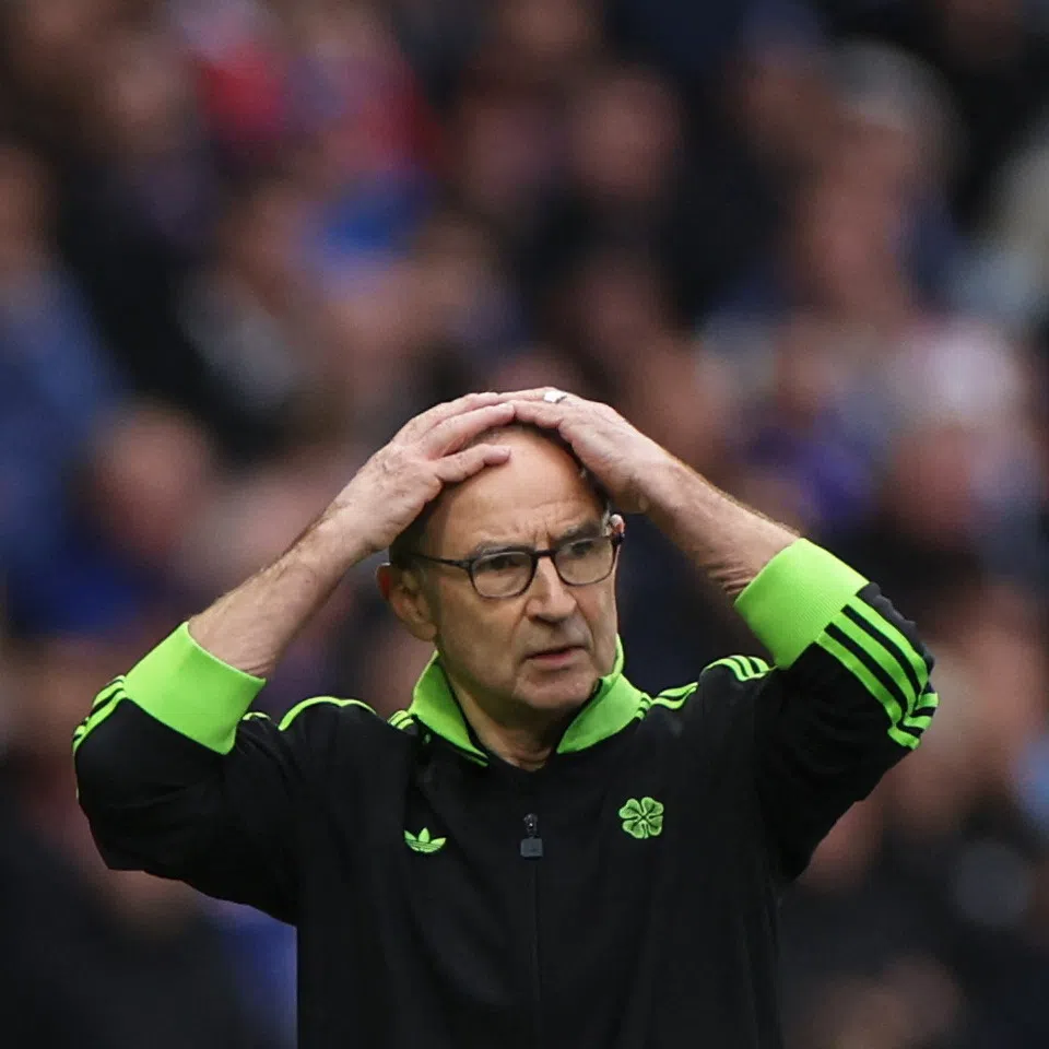 Soccer Football - Scottish League Cup - Semi Final - Celtic v Rangers - Hampden Park, Glasgow, Scotland, Britain - November 2, 2025 Celtic interim manager Martin O'Neill reacts REUTERS/Russell Cheyne