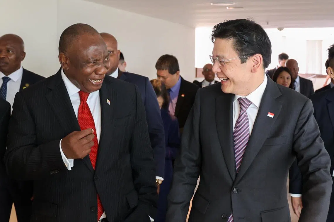PM Lawrence Wong said the meeting was “extra meaningful” given that it took place on South African President Cyril Ramaphosa’s 72nd birthday.