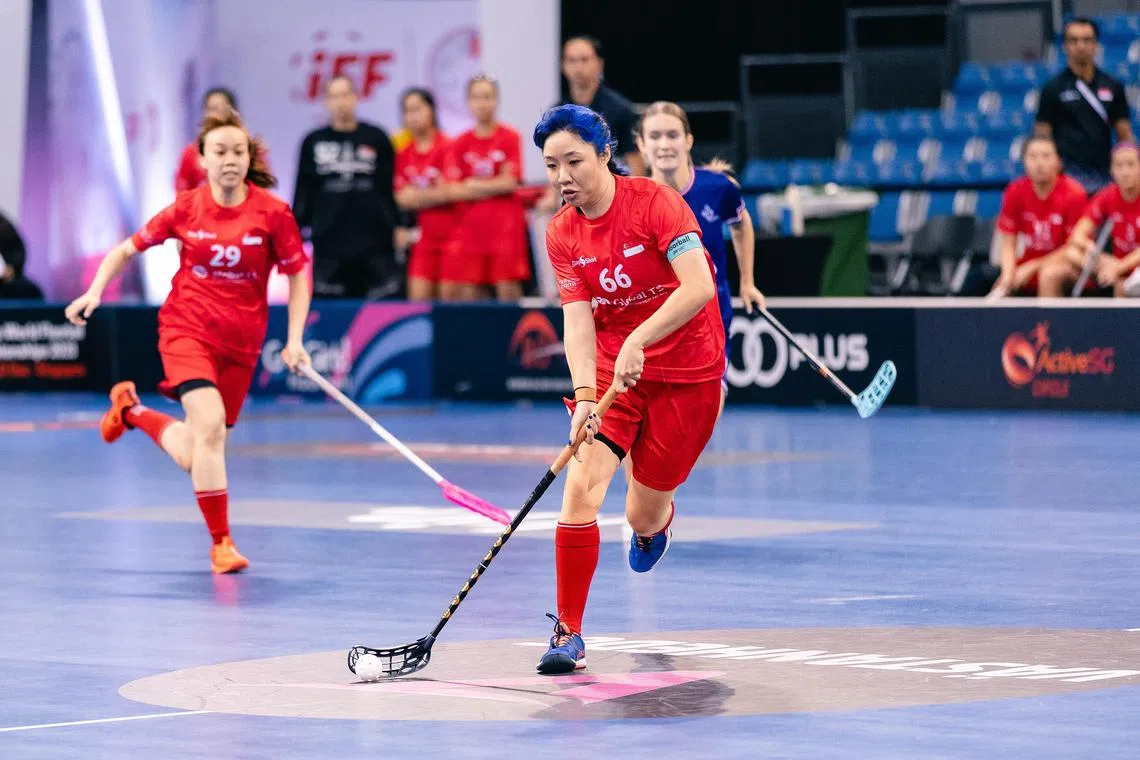 Singapore captain Michelle Lok scored to seal a 5-2 comeback win against France in their Women’s World Floorball Championship opener on Dec 2.