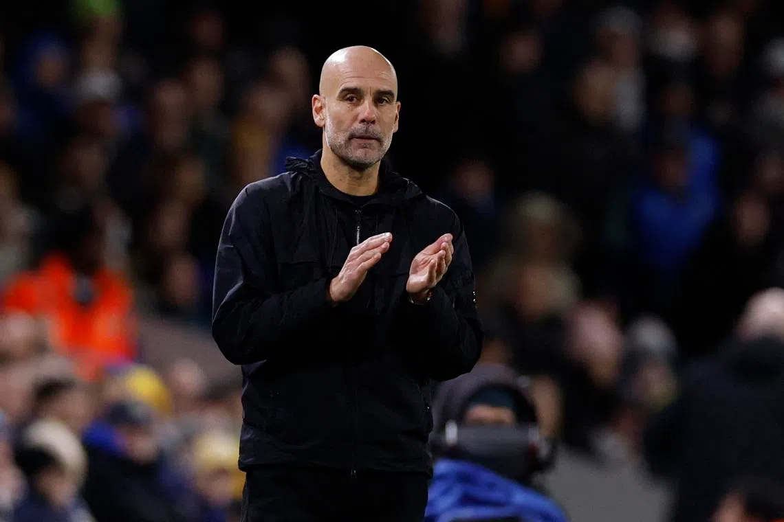 Soccer Football - Premier League - Leeds United v Manchester City - Elland Road, Leeds, Britain - February 28, 2026 Manchester City manager Pep Guardiola reacts Action Images via Reuters/Jason Cairnduff