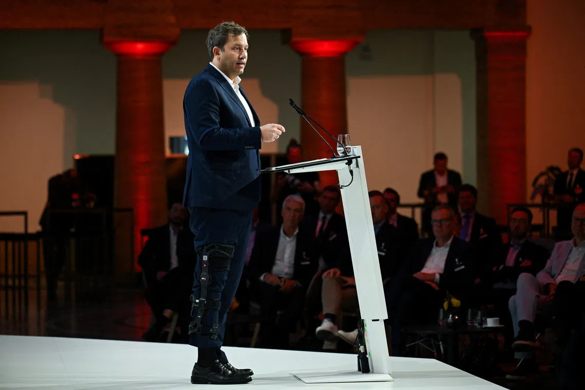 German Finance Minister Lars Klingbeil speaks during the annual review meeting of the \"Made for Germany\" initiative, at Siemens AG in Berlin, Germany September 30, 2026. REUTERS/Annegret Hilse