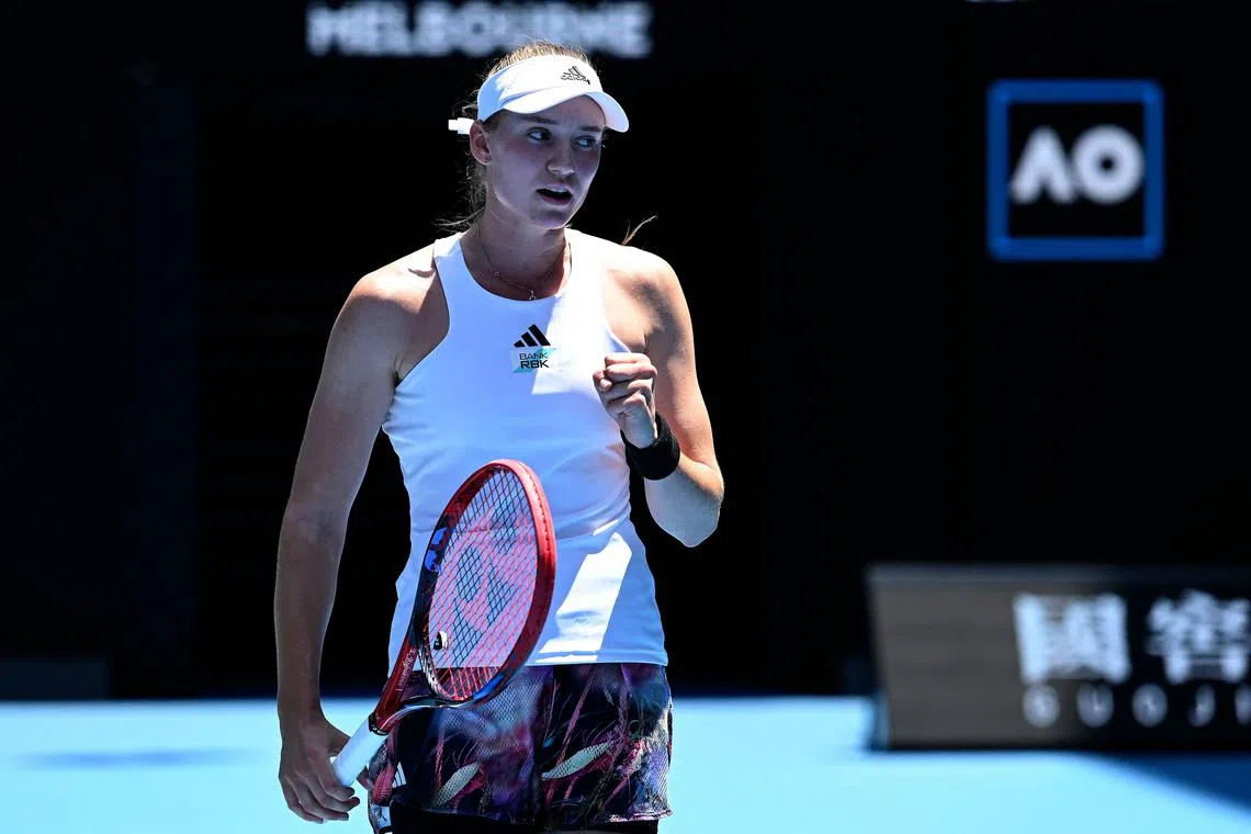 Elena Rybakina during the women's singles match on day seven of the Australian Open tennis tournament on Jan 22, 2023.